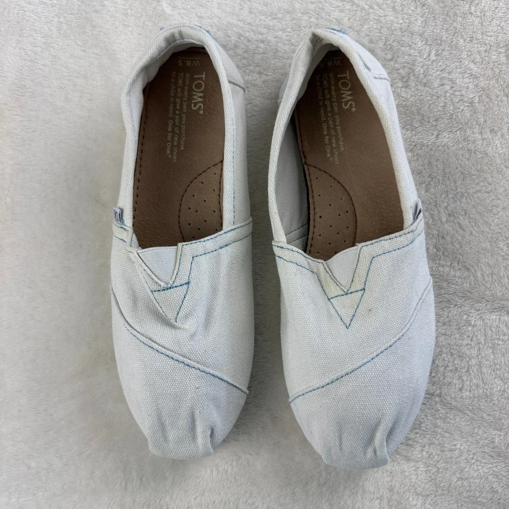 Toms Classic Alpargata Canvas Slip On Flat Shoe Women 8.5 White Comfy Minimalist